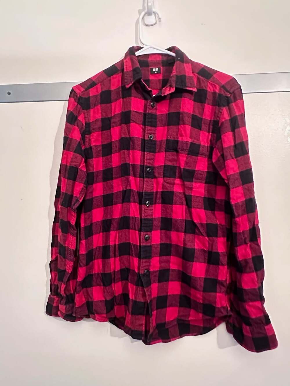 Uniqlo Buffalo Plaid Flannel Shirt Size XS Red Black